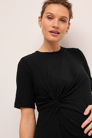 Black Ribbed Knot Side Jumpsuit - Image 4 of 7