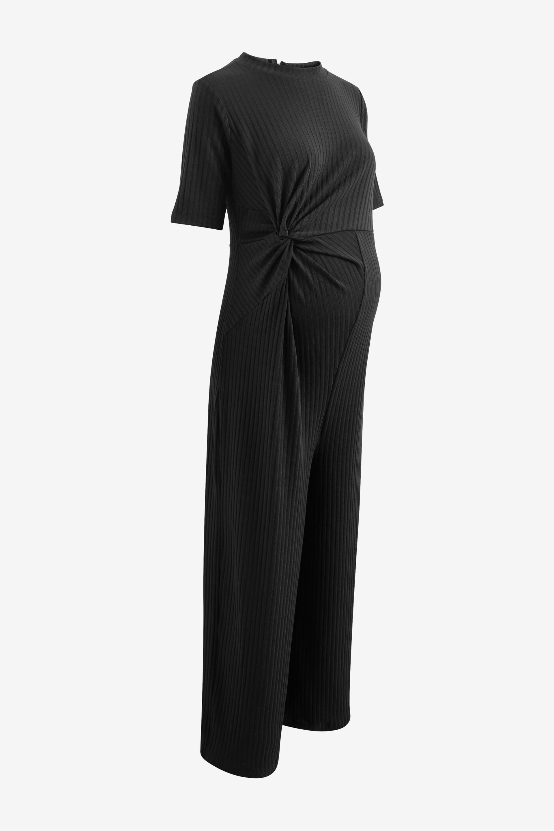 Black Ribbed Knot Side Jumpsuit - Image 6 of 7