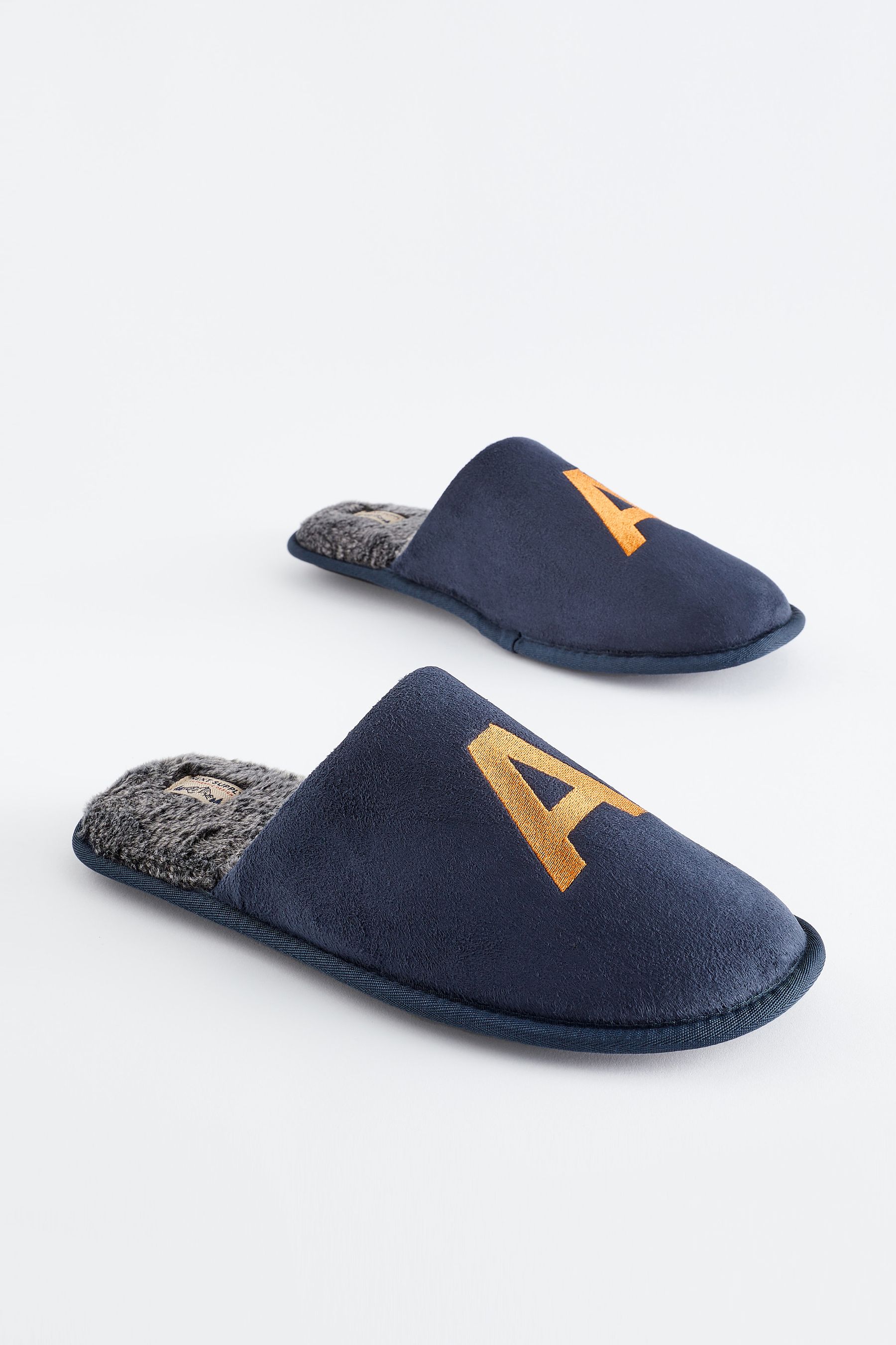 Buy Navy Blue Large Monogram Slippers from the Next UK online shop