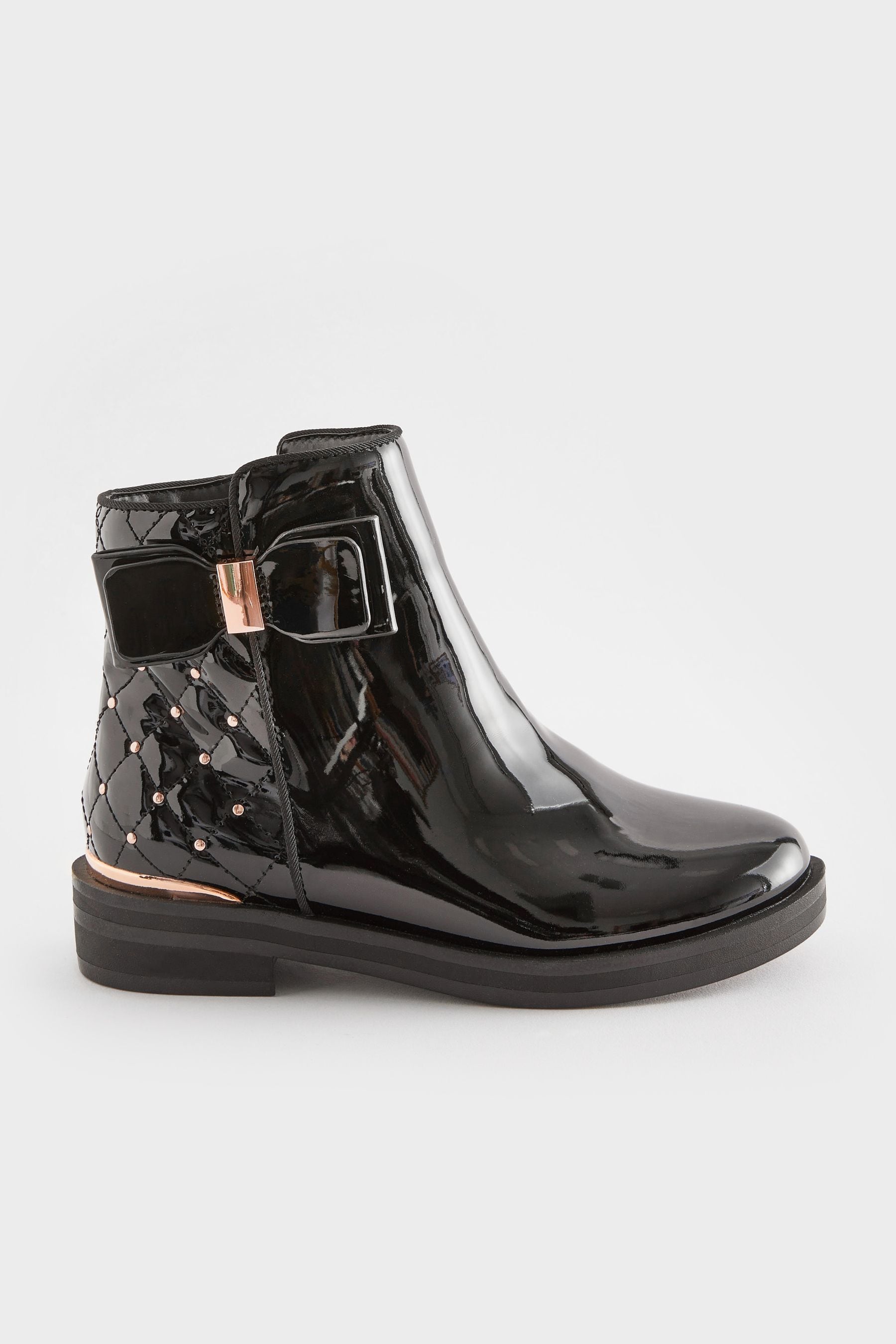 Buy Black Rose Gold Bow Stud Boots from Next Luxembourg