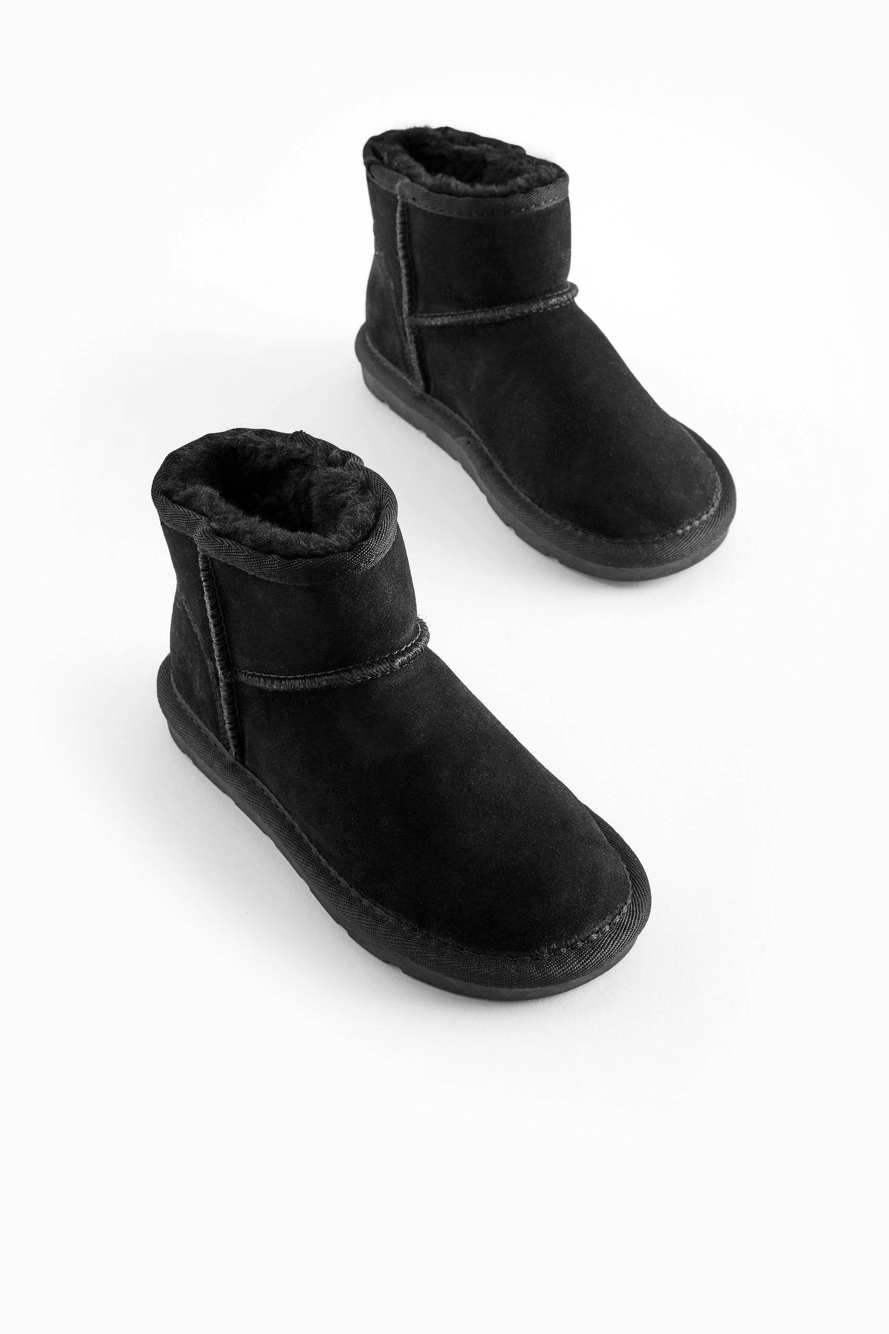 Buy Black Short Warm Lined Water Repellent Suede Pull On Boots from Next Oman