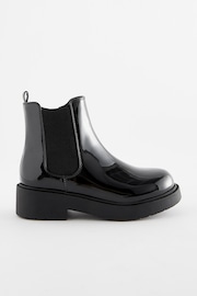 Black Patent Wide Fit (G) Chunky Chelsea Boots - Image 2 of 5