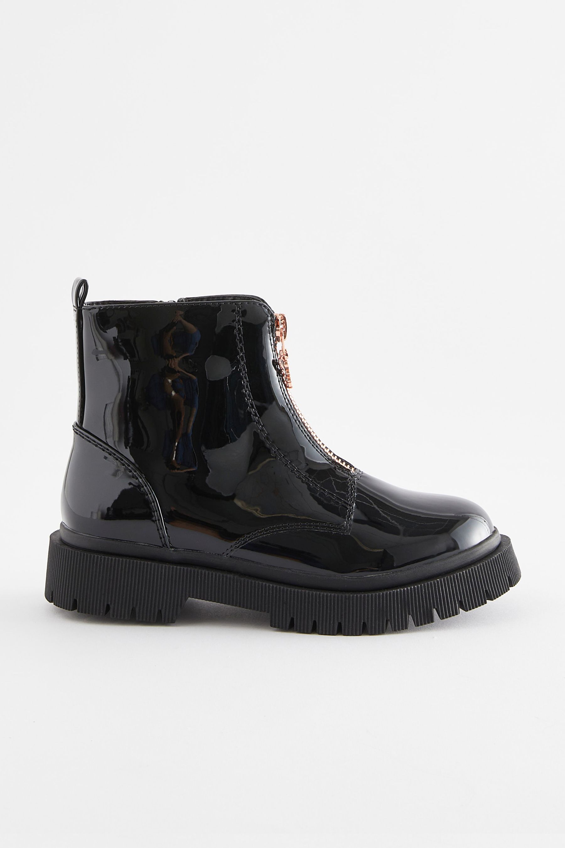 Front zip chunky boots discount