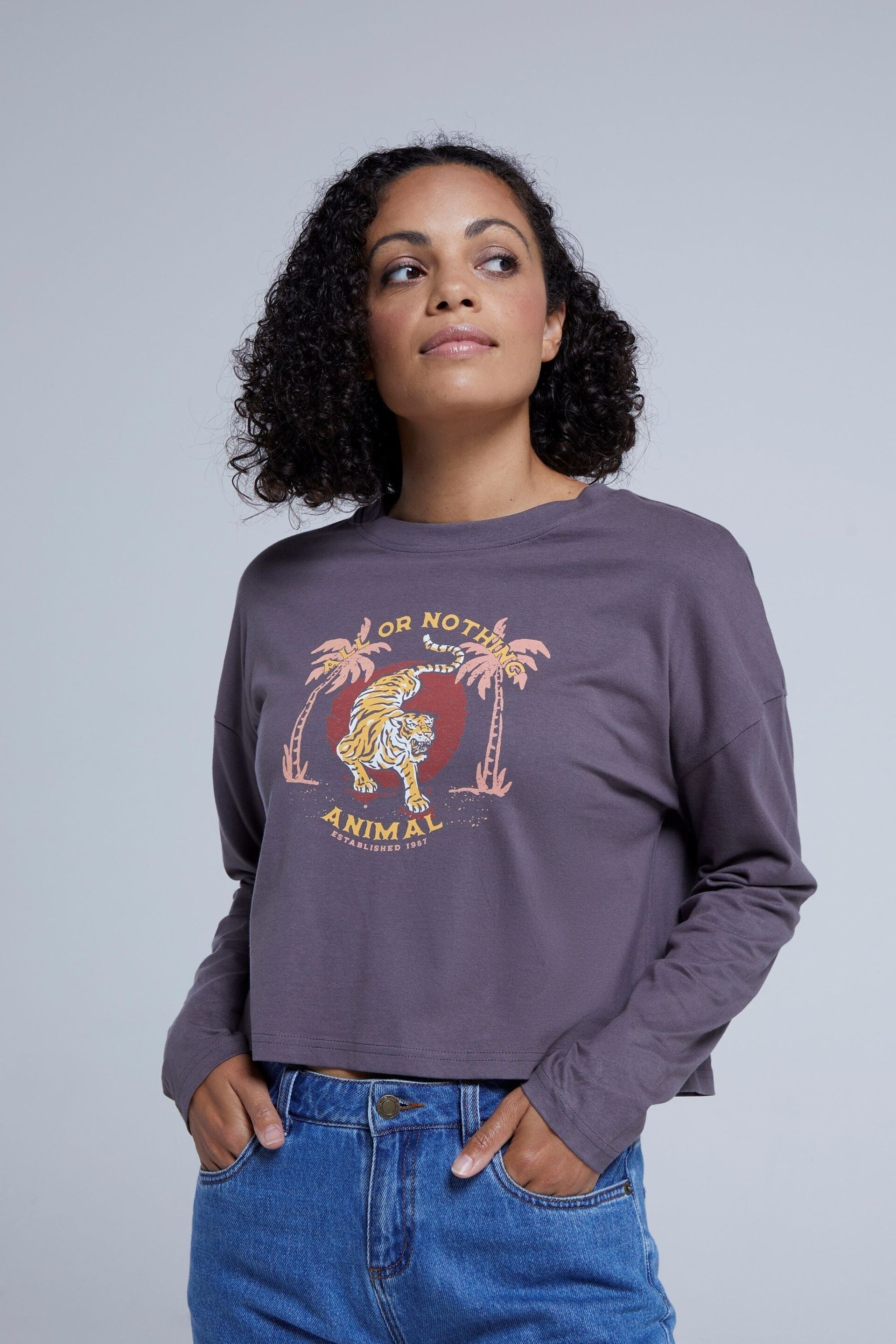 Animal Womens Grey Lily Organic T-Shirt - Image 1 of 4
