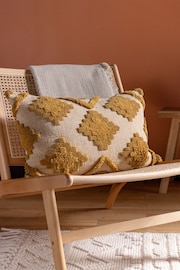 furn. Yellow Lamar Geometric Tufted Loop Cotton Cushion - Image 1 of 7