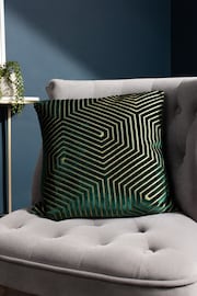 Riva Paoletti 2 Pack Green Evoke Geometric Cut Velvet Cushions - Image 5 of 6