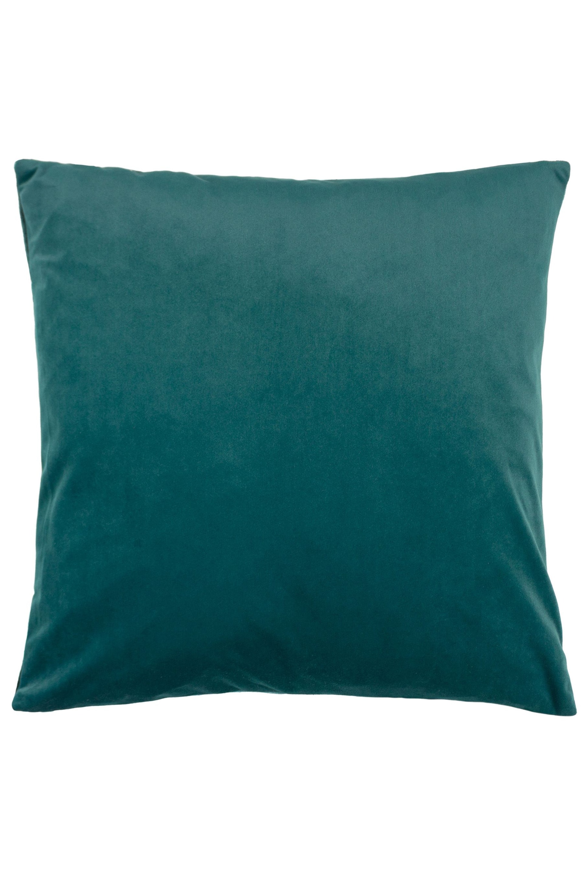 Riva Paoletti 2 Pack Teal Blue Evoke Geometric Cut Velvet Cushions - Image 2 of 5