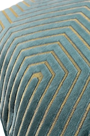 Riva Paoletti 2 Pack Teal Blue Evoke Geometric Cut Velvet Cushions - Image 4 of 5