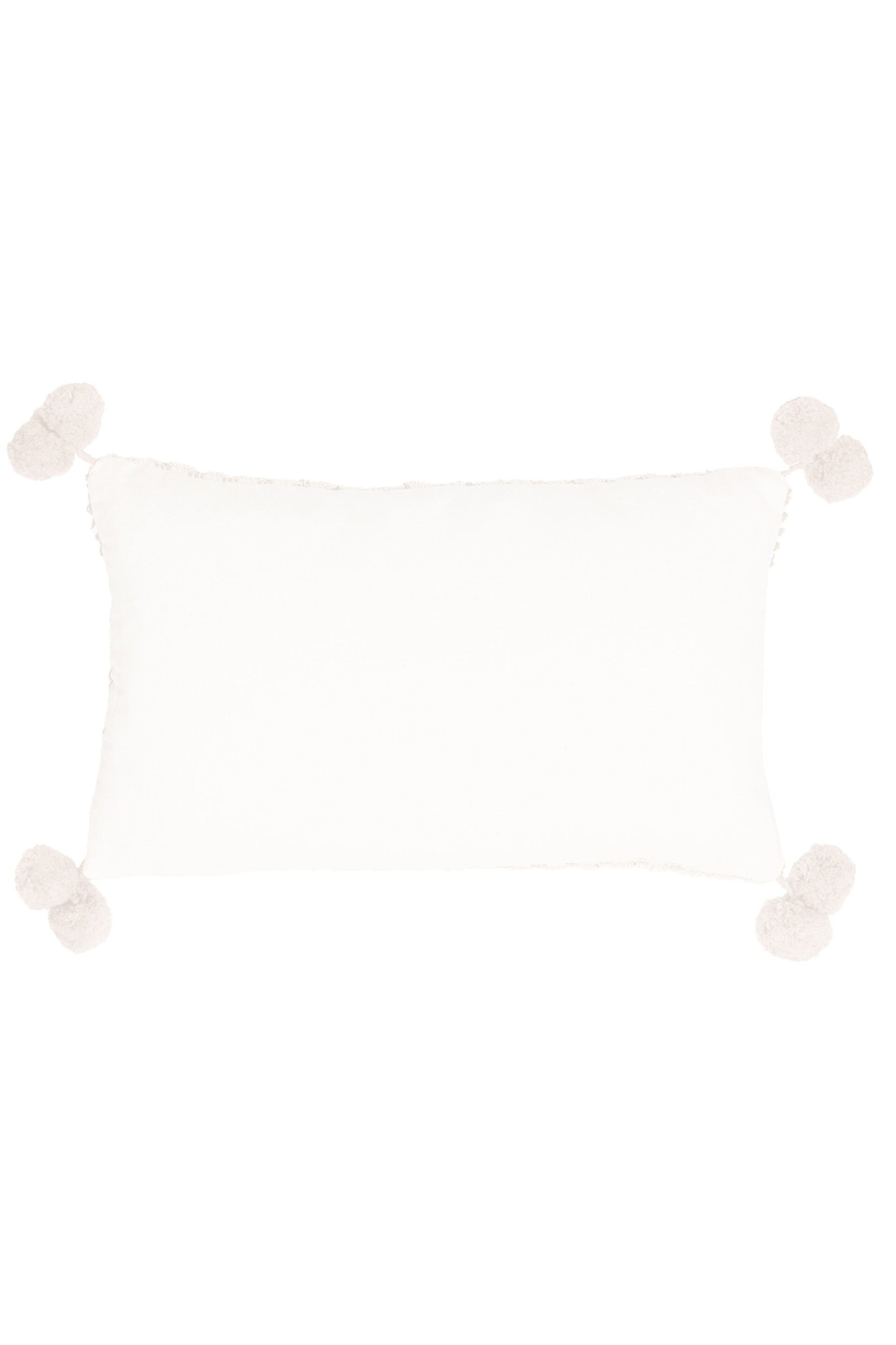 furn. Natural Ayaan Woven Loop Tufted Cotton Double Pom Pom Cushion - Image 2 of 6