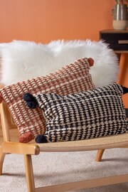 furn. Red Ayaan Woven Loop Tufted Cotton Double Pom Pom Cushion - Image 1 of 6