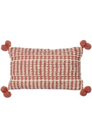 furn. Red Ayaan Woven Loop Tufted Cotton Double Pom Pom Cushion - Image 3 of 6