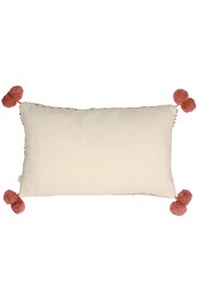 furn. Red Ayaan Woven Loop Tufted Cotton Double Pom Pom Cushion - Image 4 of 6