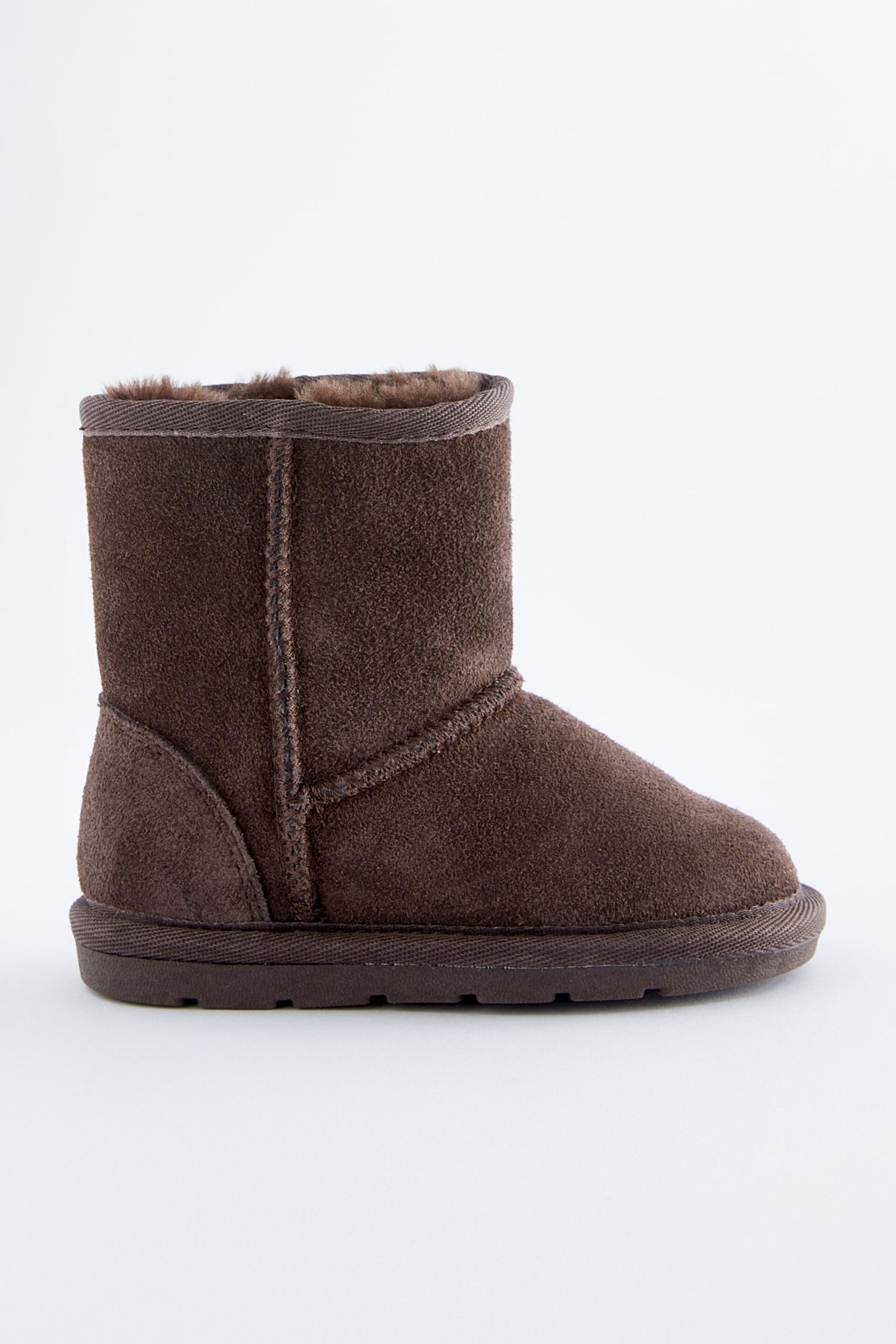 Chocolate Brown Short Suede Tall Faux Fur Lined Water Repellent Pull-On Suede Boots - Image 2 of 5