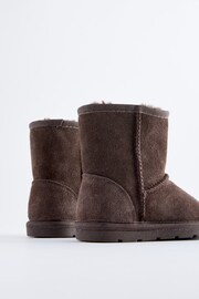 Chocolate Brown Short Suede Tall Faux Fur Lined Water Repellent Pull-On Suede Boots - Image 3 of 5