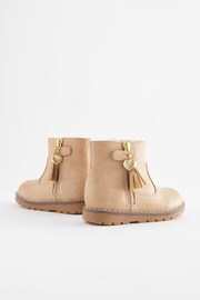 Beige Brown Standard Fit (F) Warm Lined Tassel Detail Zip Boots - Image 3 of 5