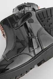 Black Patent Zip Front Charm Detail Ankle Boots - Image 7 of 8