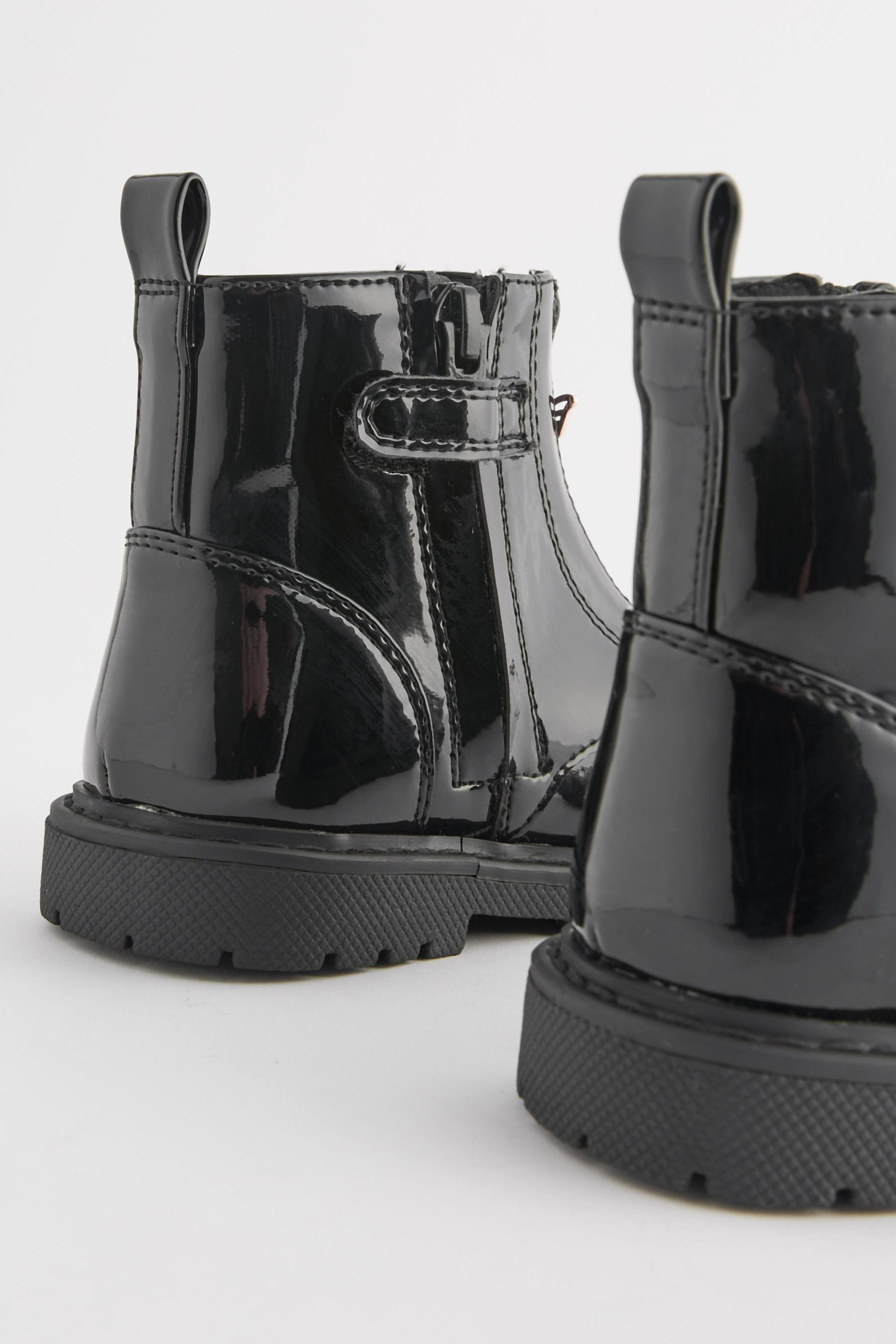 Black patent zip front boots best sale