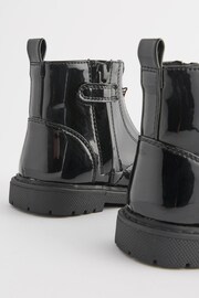 Black Patent Zip Front Charm Detail Ankle Boots - Image 8 of 8