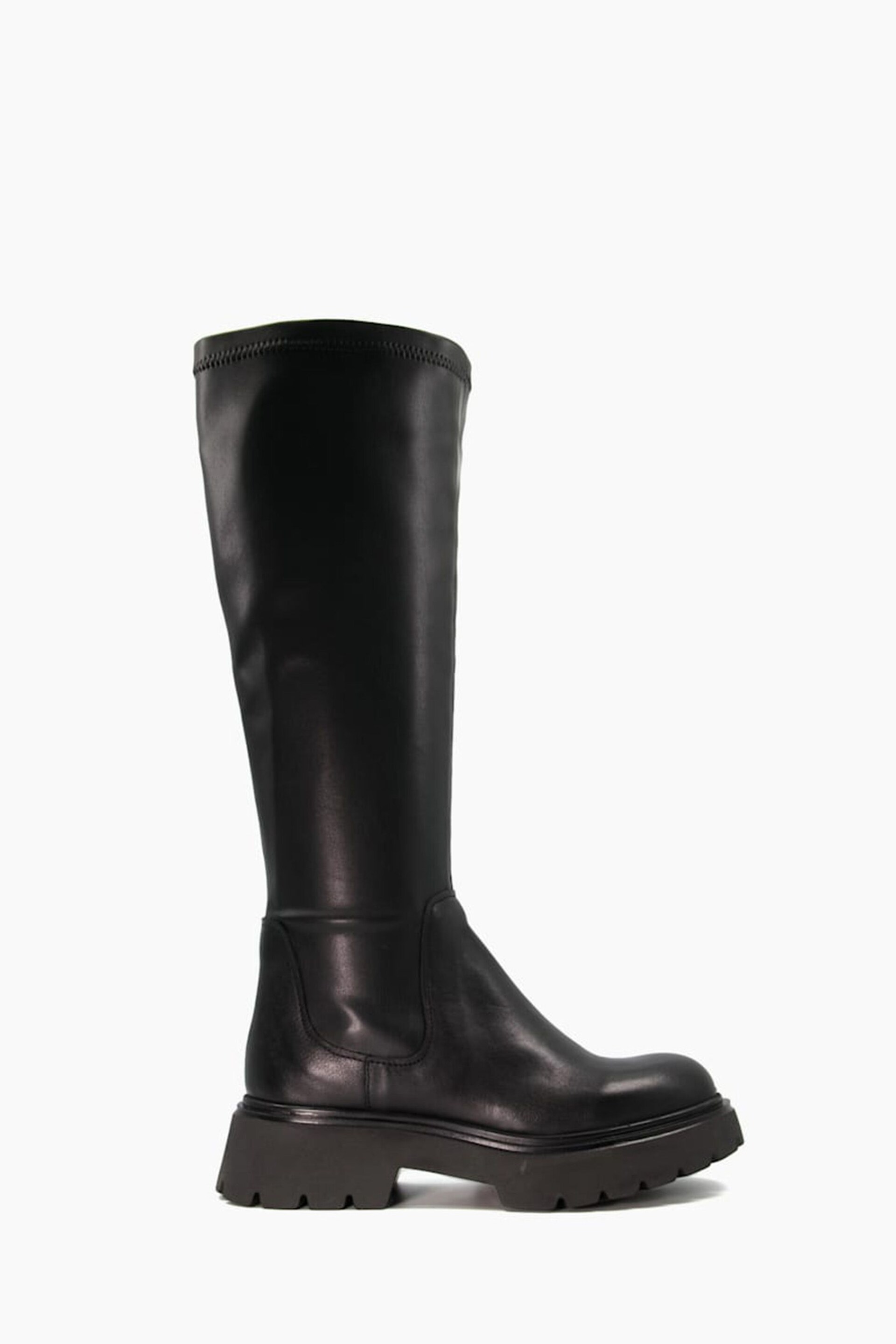 Dune London Black Tilt Flare Sole Knee High Boots - Image 1 of 5