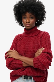 Superdry Red Slouchy Stitch Roll Neck Knit Jumper - Image 3 of 7