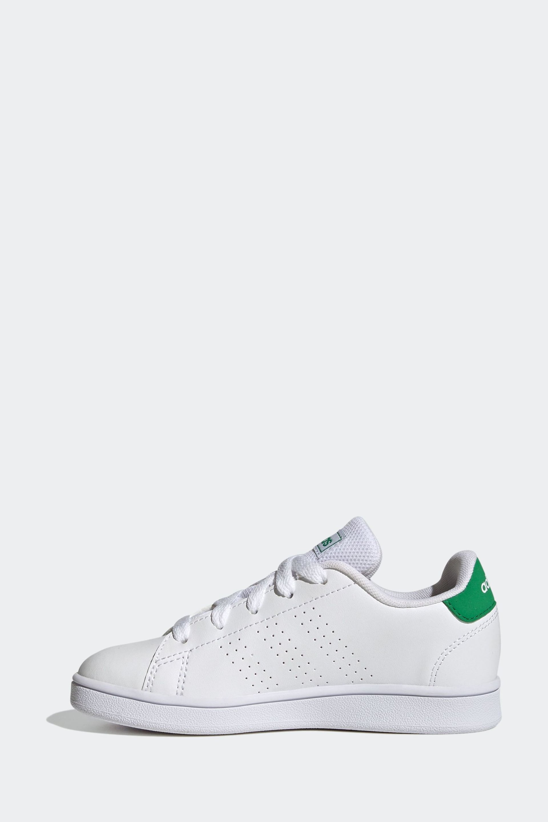 adidas Green/White Sportswear Advantage Lifestyle Court Lace Trainers - Image 2 of 9