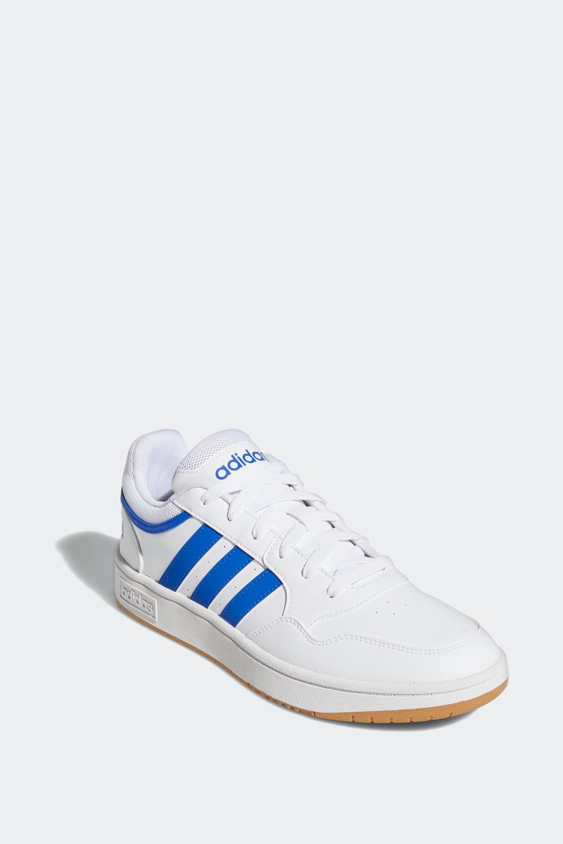 adidas White Originals Hoops 3.0 Low Classic Vintage Trainers - Image 3 of 9