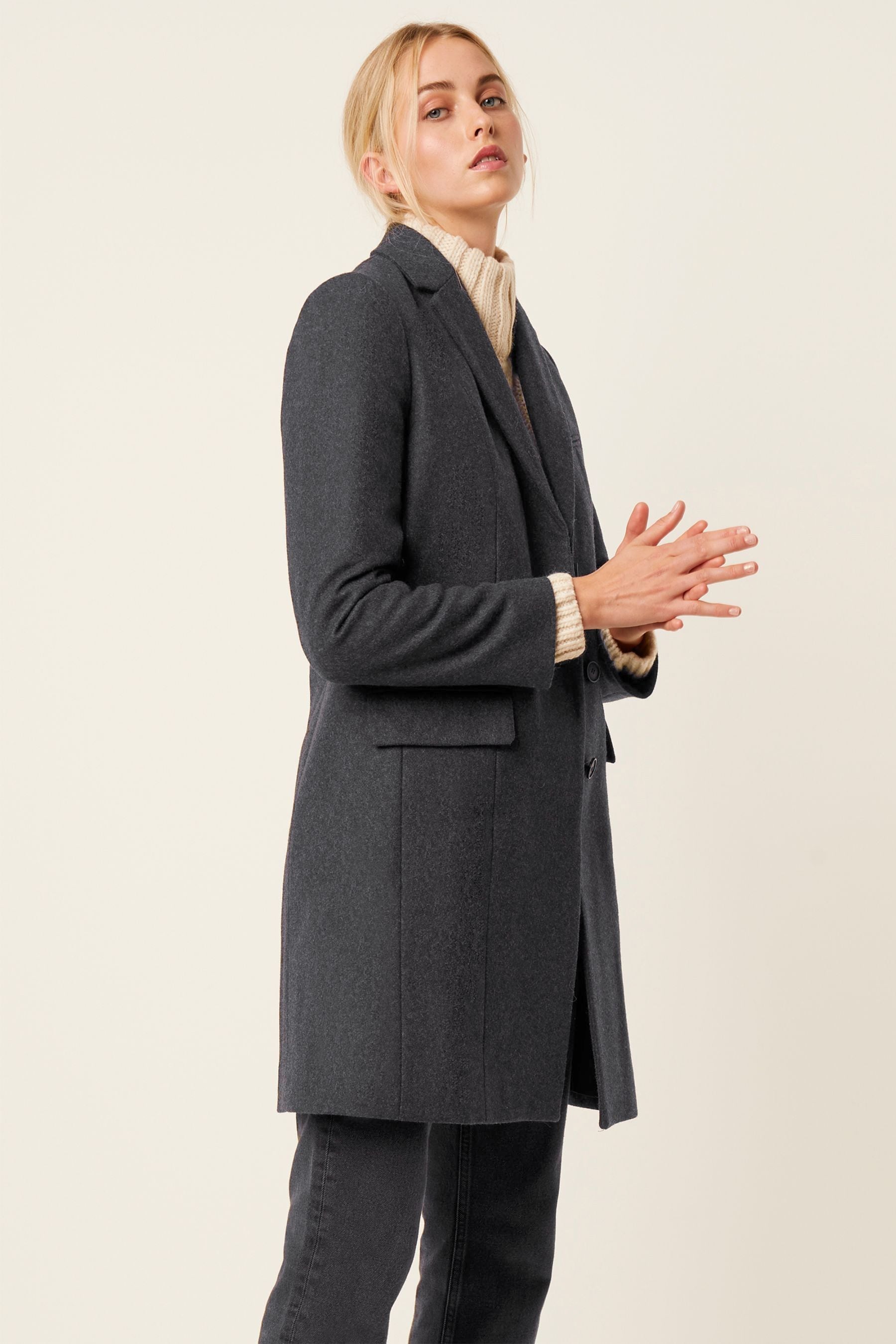 French connection platform felt wool coat cheap