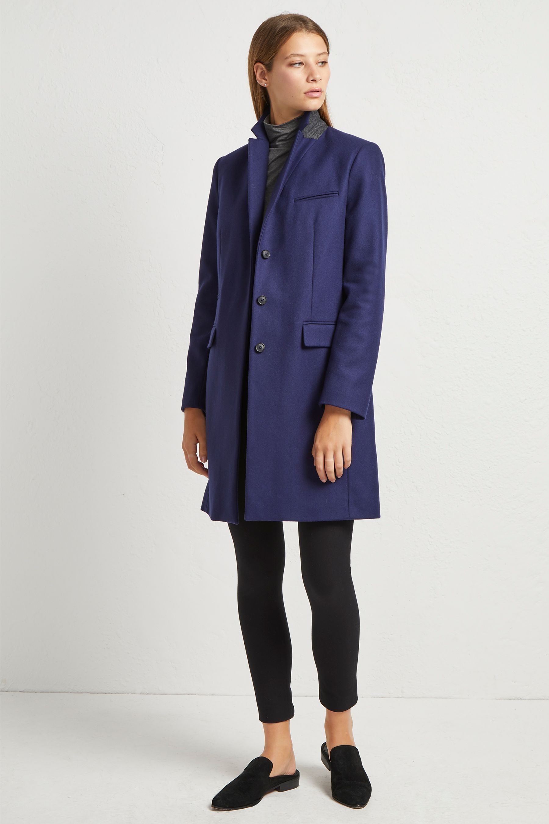 Buy French Connection Blue Platform Felt Wool Smart Coat from Next Lithuania