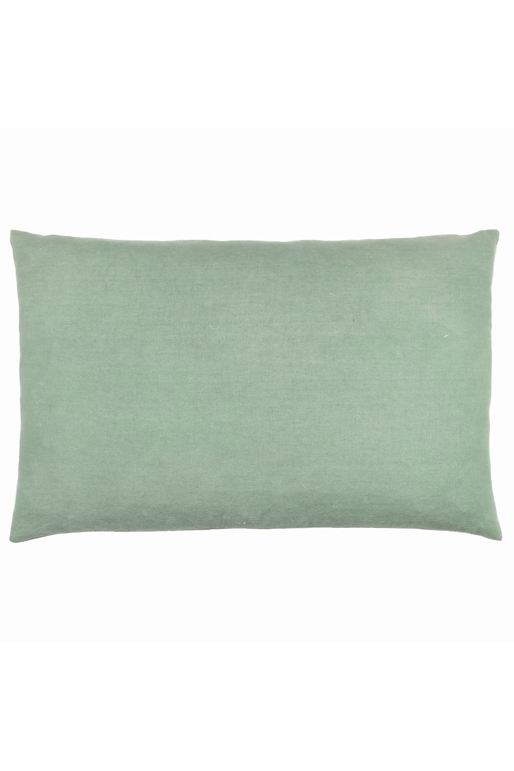 Furn Green Pritta 100% Cotton Embroidered Tasselled Cushion - Image 2 of 7