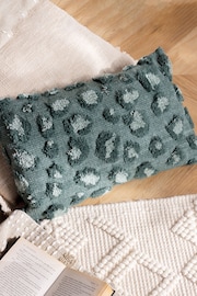 furn. Green Maeve Tonal Leopard Print Tufted Cotton Cushion - Image 1 of 7