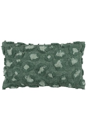 furn. Green Maeve Tonal Leopard Print Tufted Cotton Cushion - Image 6 of 7