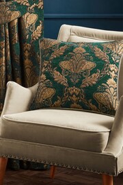 Riva Paoletti Green Shiraz Danmask Jacquard Floral Cushion - Image 1 of 5