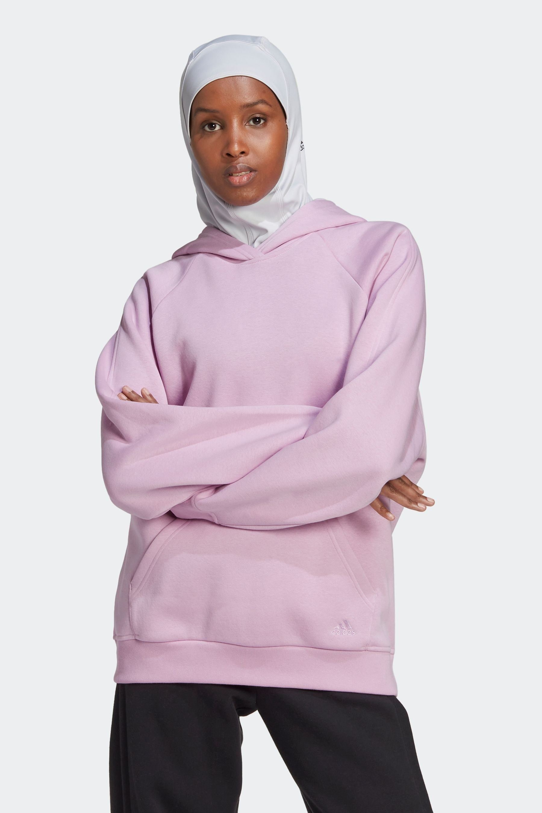adidas Purple Sportswear All Szn Fleece Boyfriend Hoodie