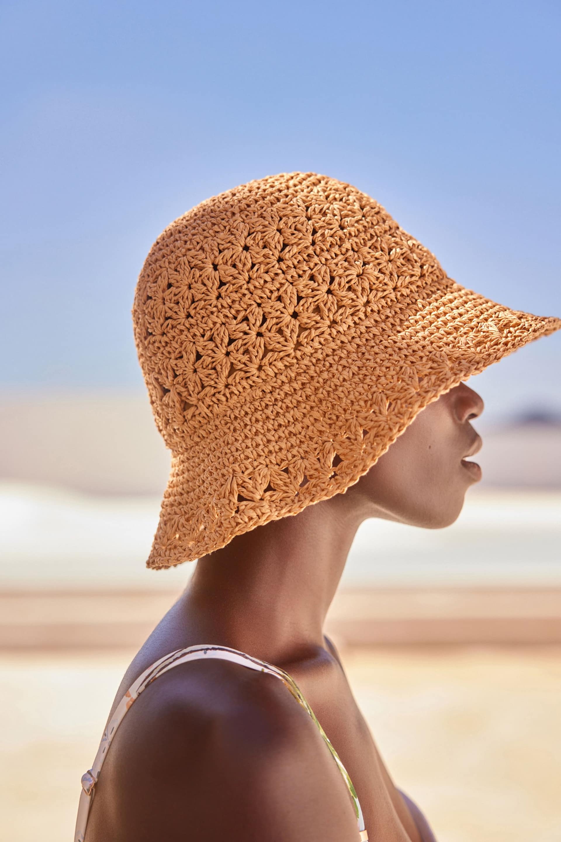 Natural Crochet Bucket Hat - Image 3 of 4