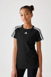 adidas Black Sportswear Train Essentials Aeroready 3-Stripes Slim-Fit Training T-Shirt - Image 1 of 8