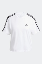 adidas White 100% Cotton Sportswear Essentials 3-Stripes Single Jersey Crop T-Shirt - Image 6 of 6