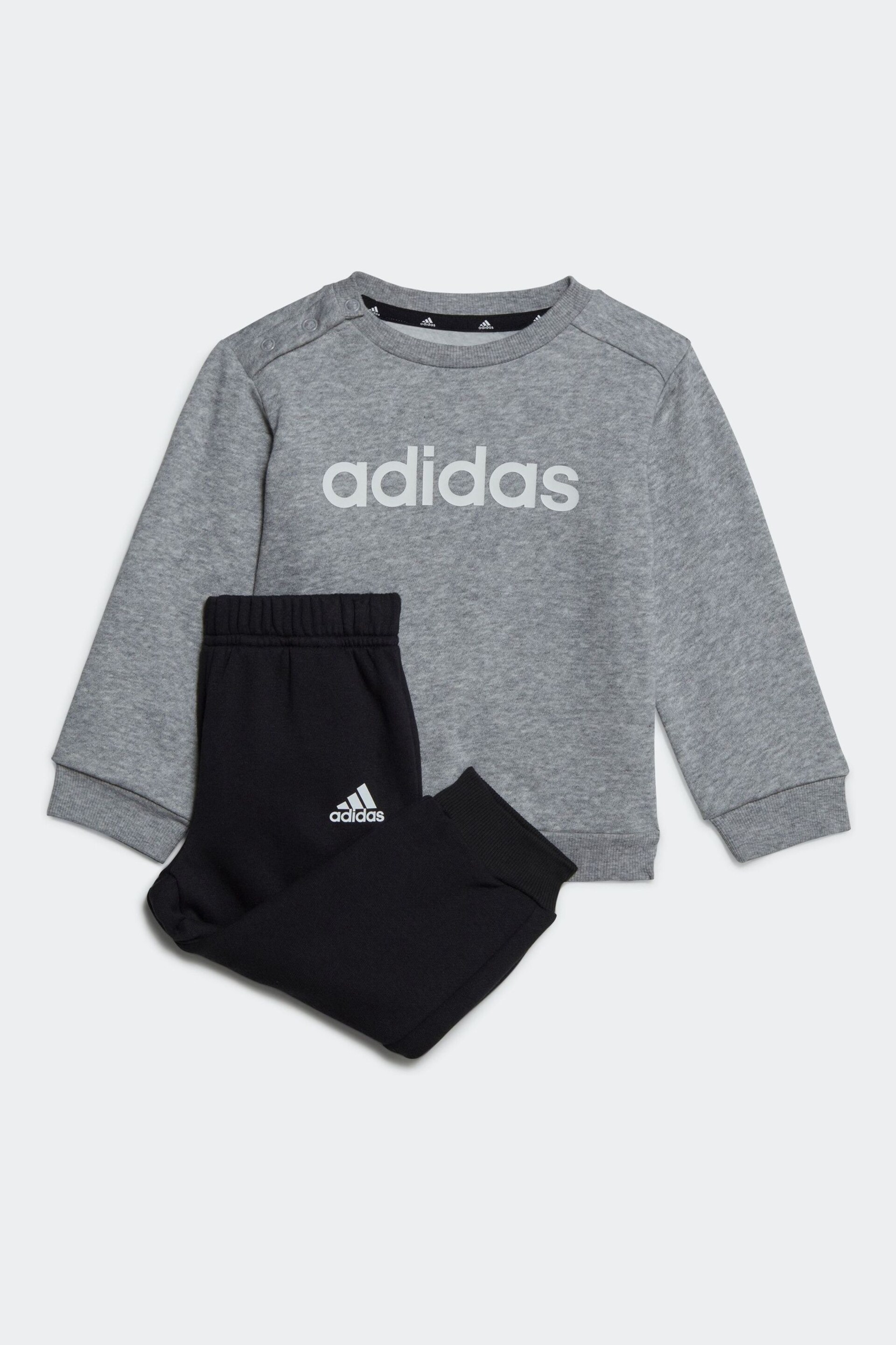 adidas Grey Infant Sportswear Essentials Lineage Joggers Set - Image 1 of 4