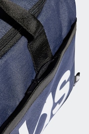 adidas Blue Medium Essentials Linear Duffel Bag - Image 4 of 5