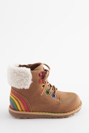 Little Bird by Jools Oliver Tan Brown Rainbow Lace Up Boots - Image 2 of 5