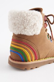 Little Bird by Jools Oliver Tan Brown Rainbow Lace Up Boots - Image 4 of 5