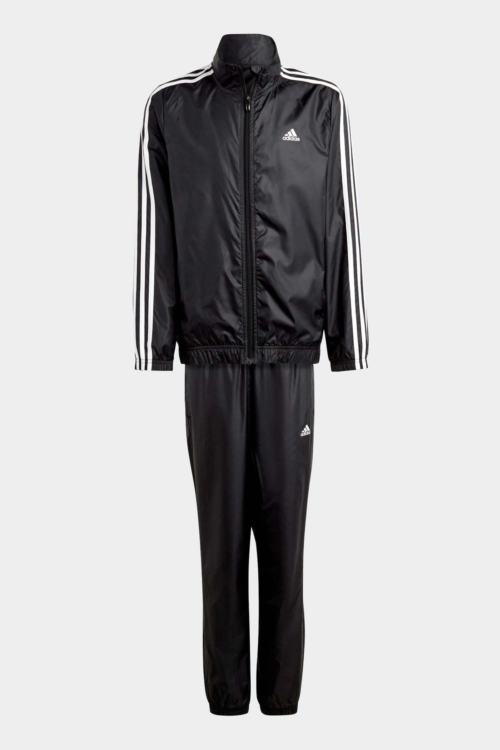 adidas Black Sportswear Essentials 3-Stripes Woven Tracksuit - Image 1 of 6