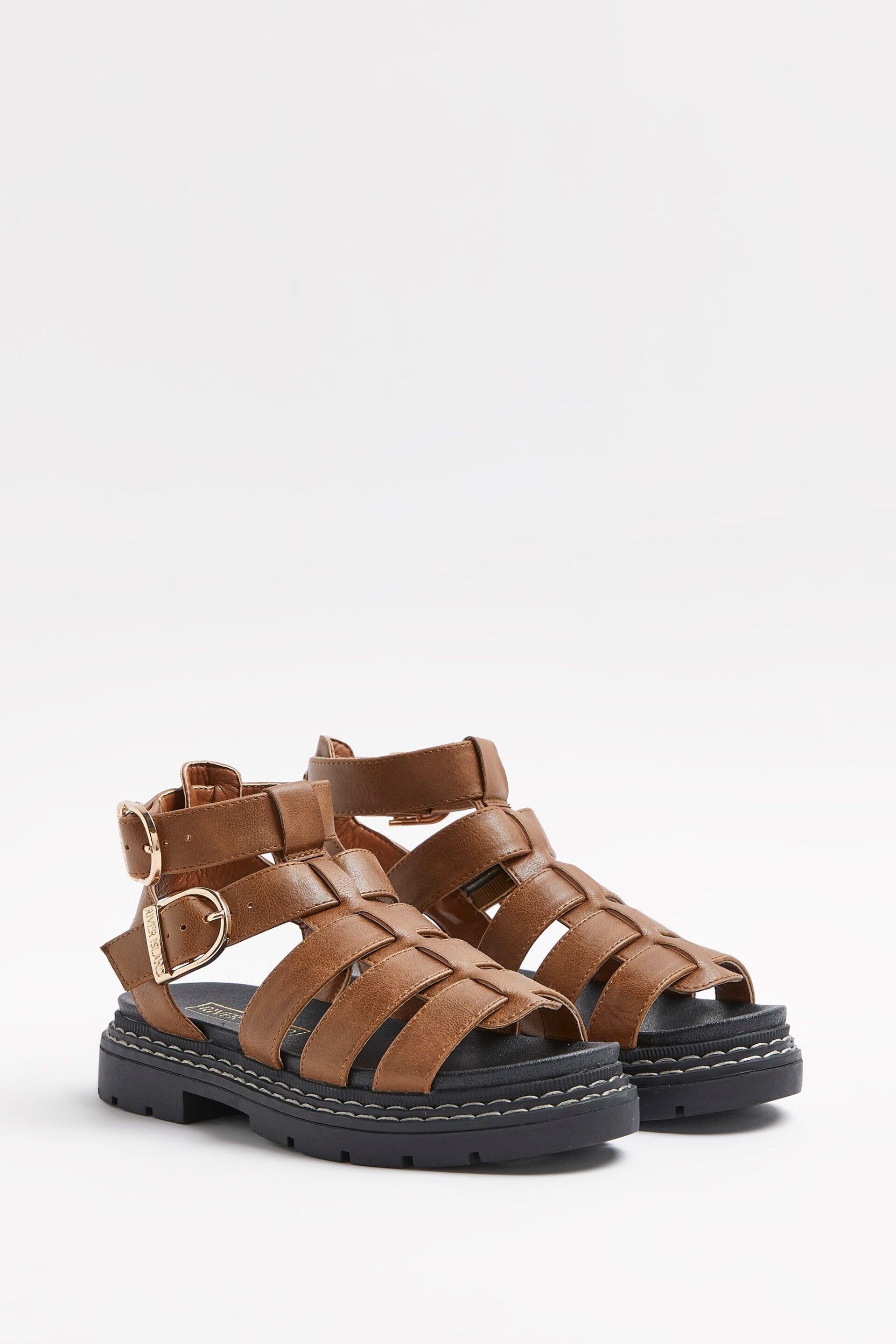 River Island Girls Brown Gladiator Cleated Sandals - Image 2 of 4