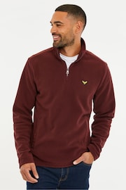 Threadbare Burgundy Red Quarter Zip Fleece Sweatshirt - Image 1 of 6