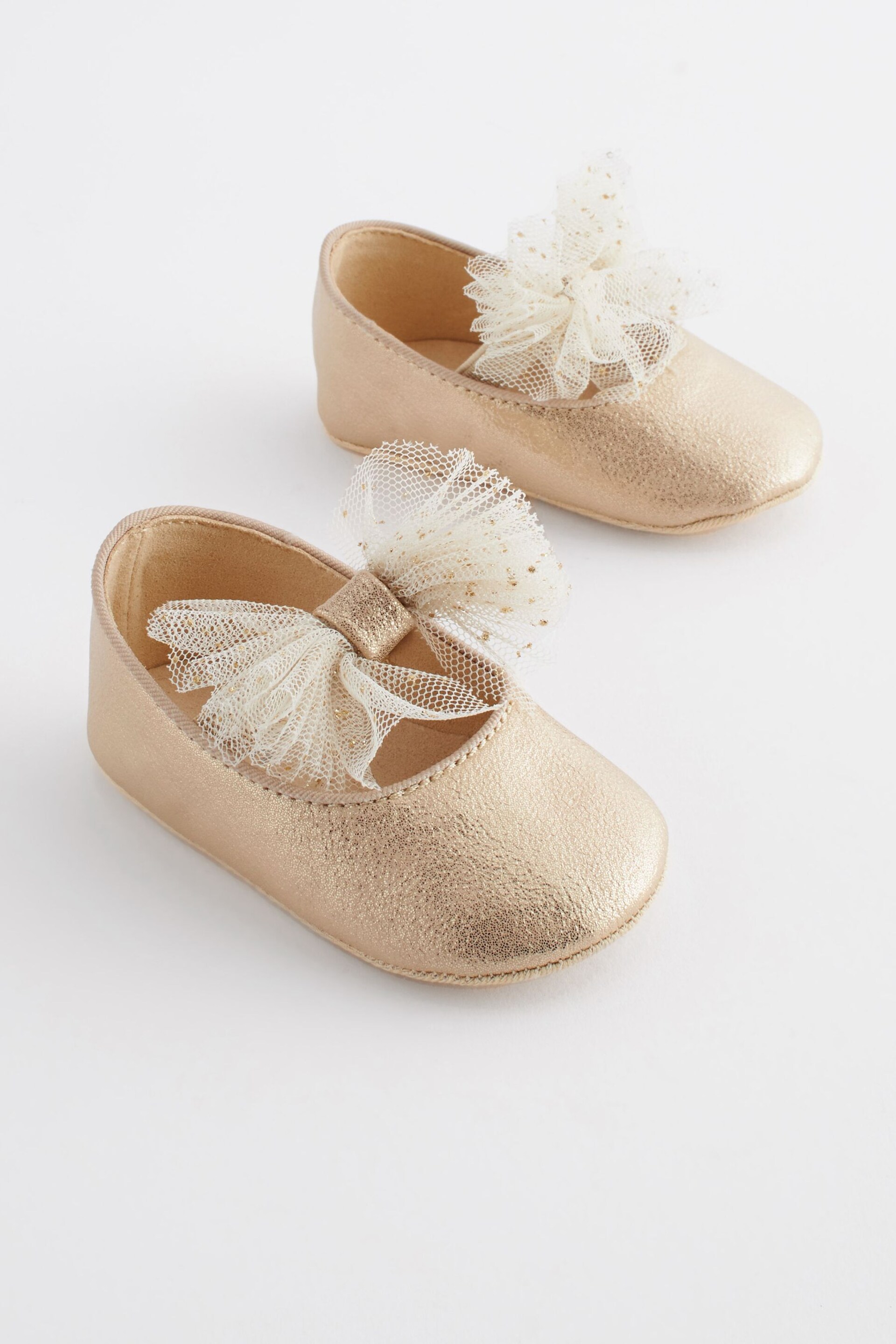 Gold Bow Ballet Occasion Baby Shoes (0-24mths) - Image 1 of 6