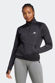 adidas Black Performance Training Aeroready Game & Go Quarter-zip Fleece Top - Image 1 of 7