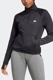 adidas Black Performance Training Aeroready Game & Go Quarter-zip Fleece Top - Image 4 of 7