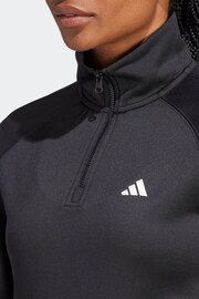 adidas Black Performance Training Aeroready Game & Go Quarter-zip Fleece Top - Image 5 of 7