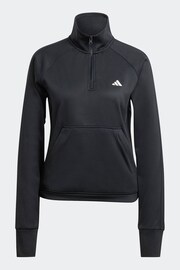 adidas Black Performance Training Aeroready Game & Go Quarter-zip Fleece Top - Image 7 of 7