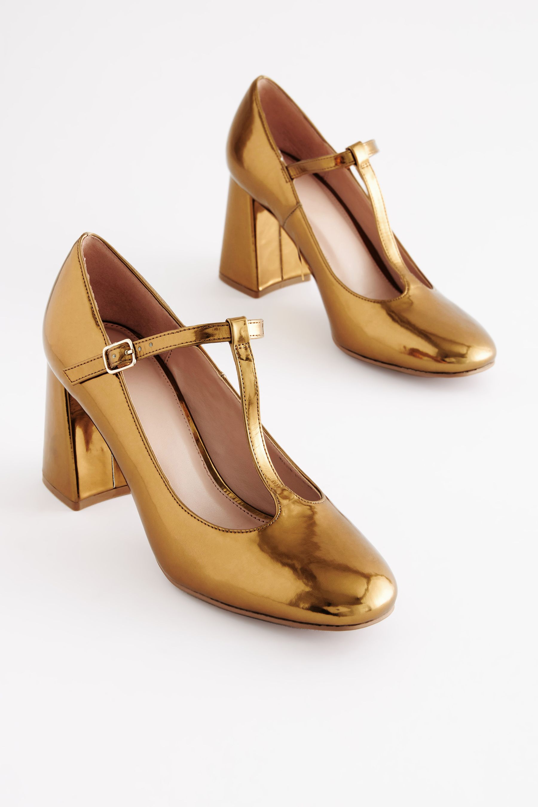 Gold t bar shoes top