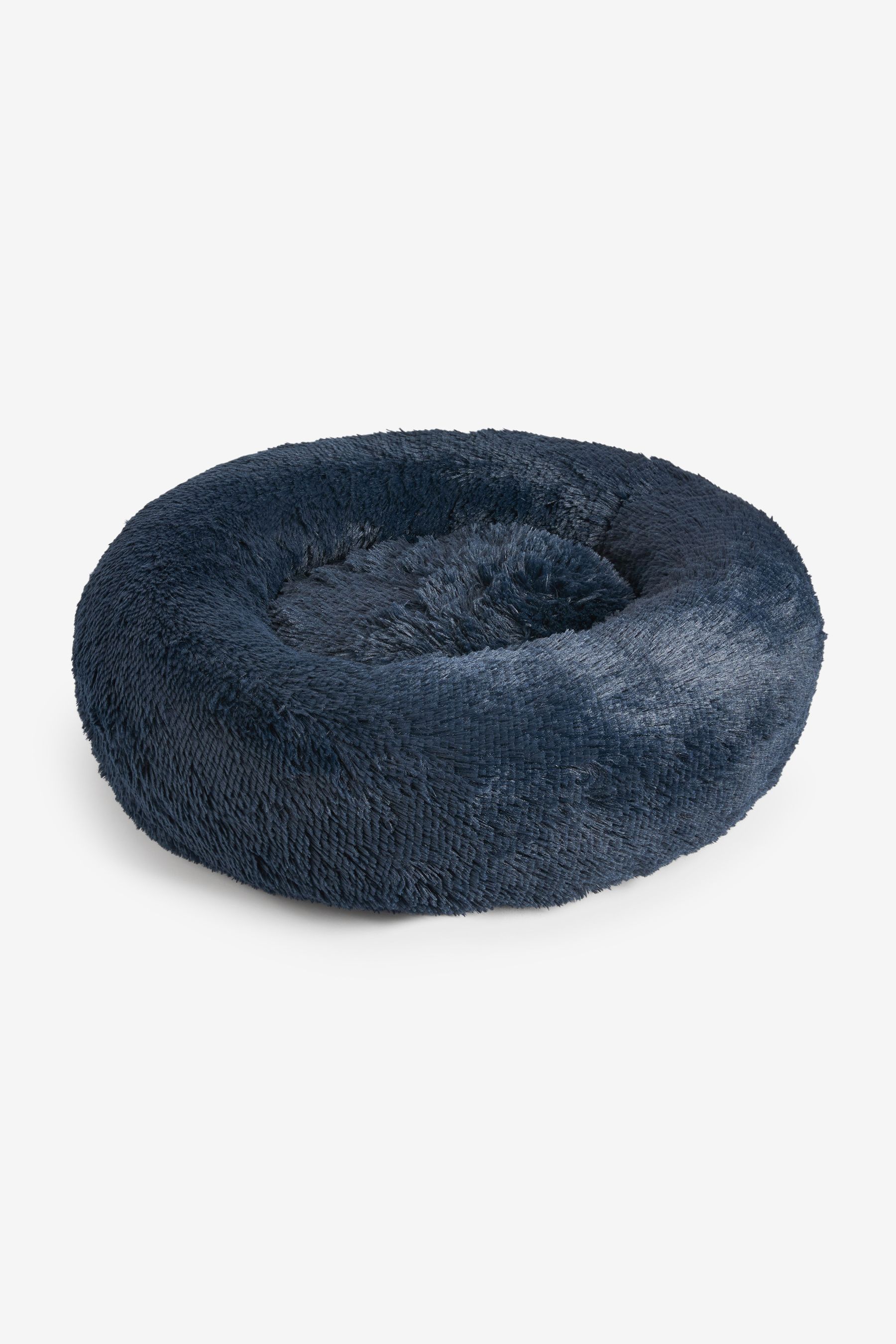 Buy Navy Round Faux Fur Pet Bed from Next Luxembourg